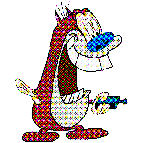 a halftoned drawing of Stimpy